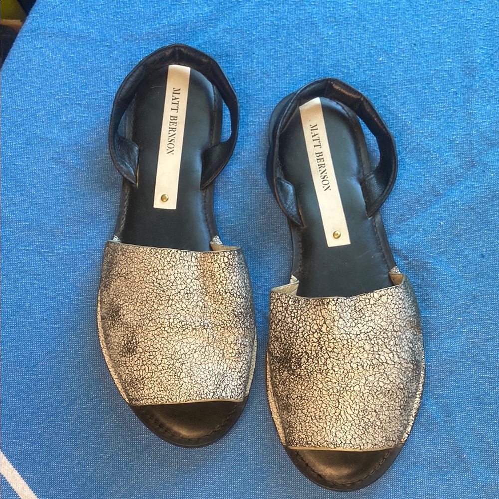 Matt Bernson Black and Silver Sandals with Minimalist Design
